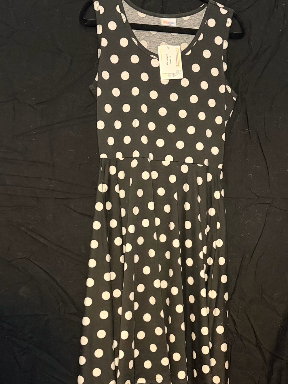 LuLaRoe Black Dress with White Polka Dots